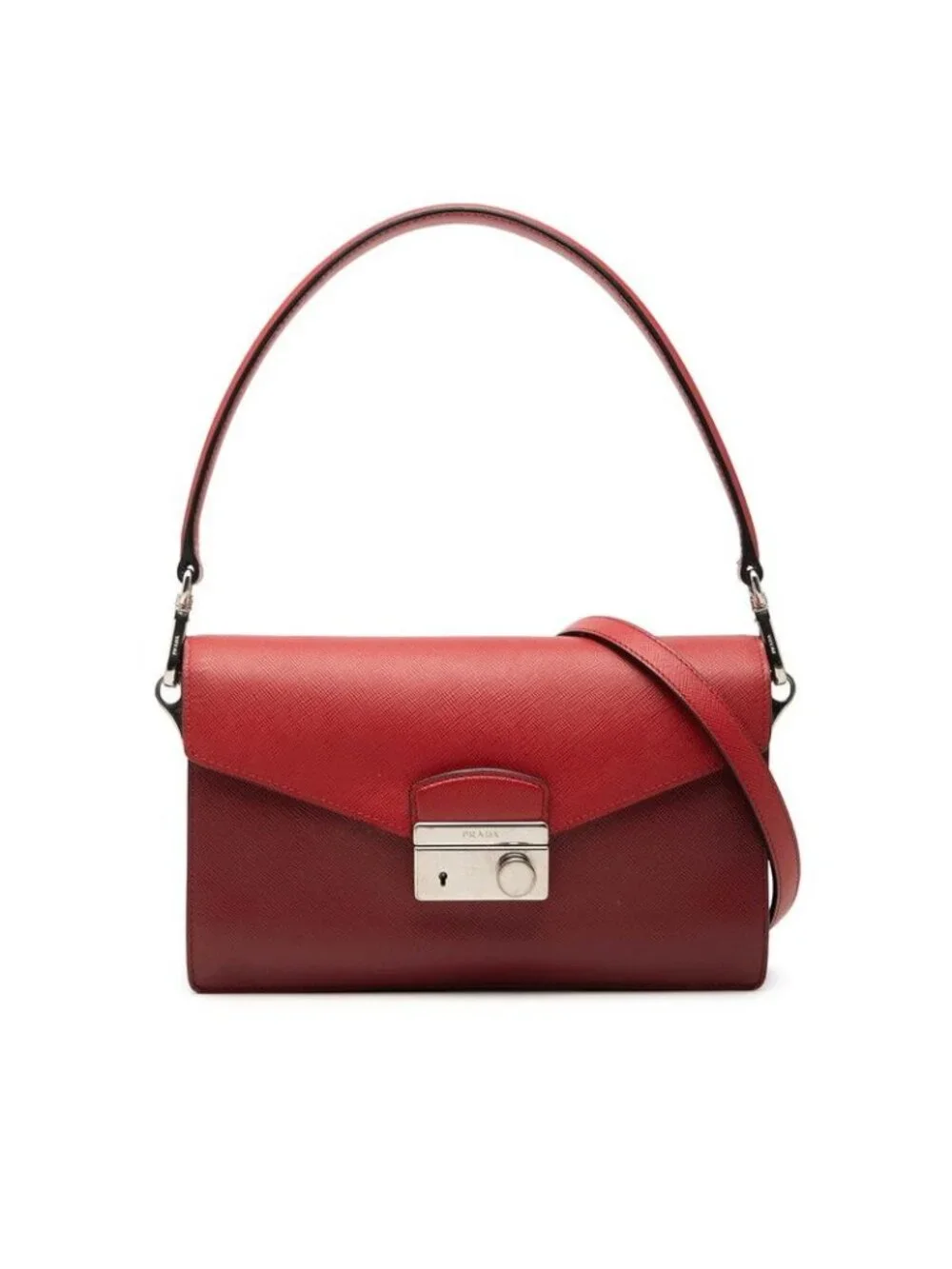 Prada Saffiano 2-Way Crossbody Shoulder Bag Red Leather